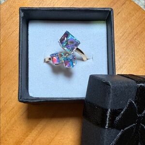 Felicias 925 Silver Iridescent Crystal Ring